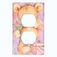 thumbnail image 2 of Metal Light Switch Wall Plate Outlet Cover (Teddy Bear Love Heart Flower Bouquet Balloon Present Purple - Single Duplex), 2 of 2