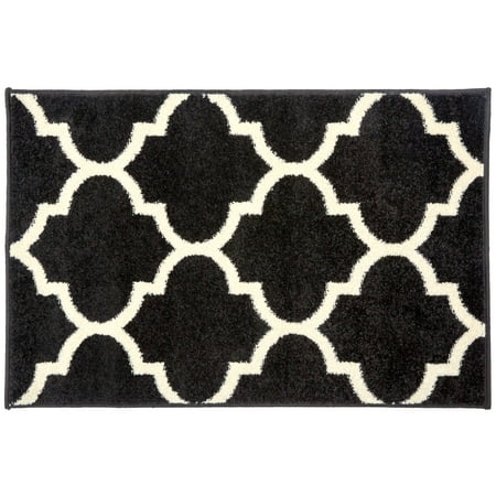 Modern Gold Machine - Contemporary Modern Moroccan Trellis Rug 2' x 3' Black