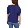 thumbnail image 3 of NY Collection Womens Balloon Sleeve Knit Blouse, Blue, Petite, PM, 3 of 4