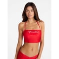 thumbnail image 2 of No Boundaries Embroidered Red Bandeau Cropped Tankini Swim Top, Women's XXS-XXL, 2 of 6