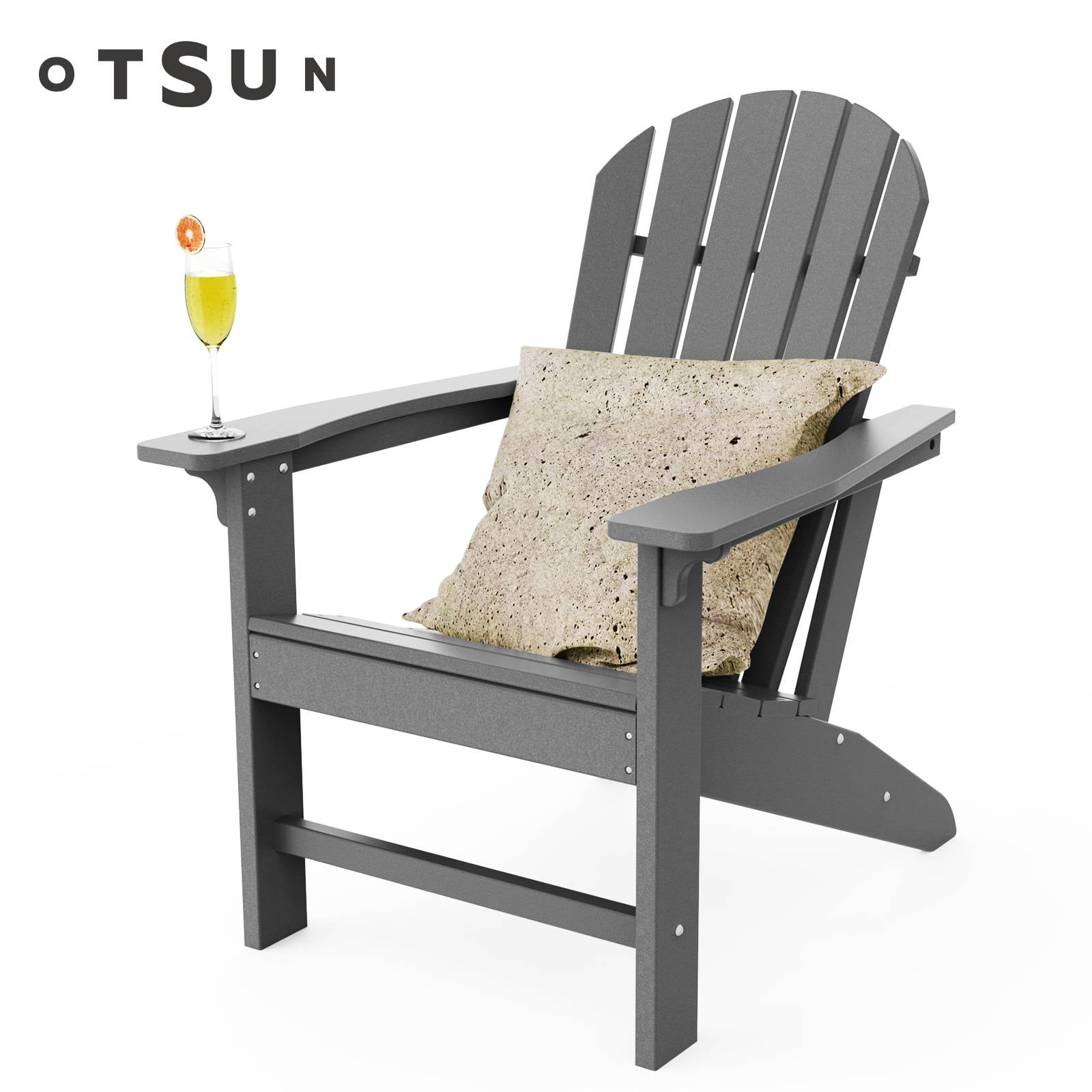 Otsun Polystyrene Adirondack Chairs, Gray AllWeather Lumber Armchair