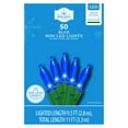 50Count Blue LED Mini Christmas Lights with Green Wire, 11', Holiday