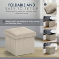 thumbnail image 7 of Ornavo Home 1 Pack Small Storage Ottoman Foldable Collapsible Cube Square Linen Ottoman Foot Rest Stool Seat, for Living Room, Bedroom, Home Office, Dorm - 12 x 12 x 12, Beige, 7 of 7