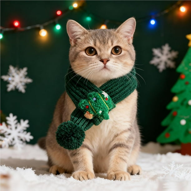 Bufanda navideña de punto para mascotas, cálida y cómoda, adecuada para perros y gatos pequeños, medianos y grandes. Un accesorio festivo para mascotas para Navidad y uso diario. Una bufanda.