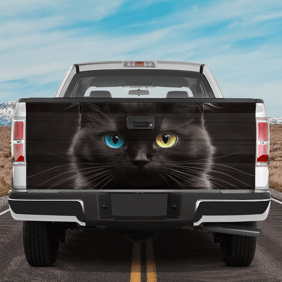 Lotusprinthandmade Cat Lovers Tailgate Wrap 2 Sizes (24"x58"), Cat 3D Graphic Tailgate Wrap, cat-themed truck decal