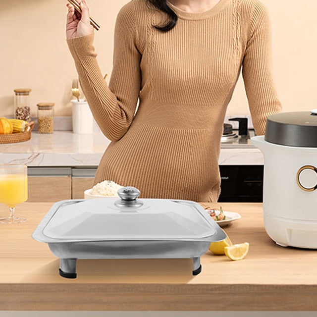 Raindrops Stainless Steel Rectangular Chafing Dish with Plastic Lid Food Warmer for Hotels and Catering
