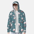 thumbnail image 3 of Picia Flamingo Women's Men's UPF 50+ Sun Protection Hoodie Shirt Long Sleeve SPF Fishing Outdoor UV Hiking Lightweight Shirts-, 3 of 9