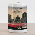 thumbnail image 2 of Austin Ceramic Toothbrush Holder, Retro Grungy Classical Red American Car and City Landmarks Welcome to Texas Greeting, Decorative Versatile Countertop for Bathroom, 4.5" X 2.7", Multicolor, 2 of 4
