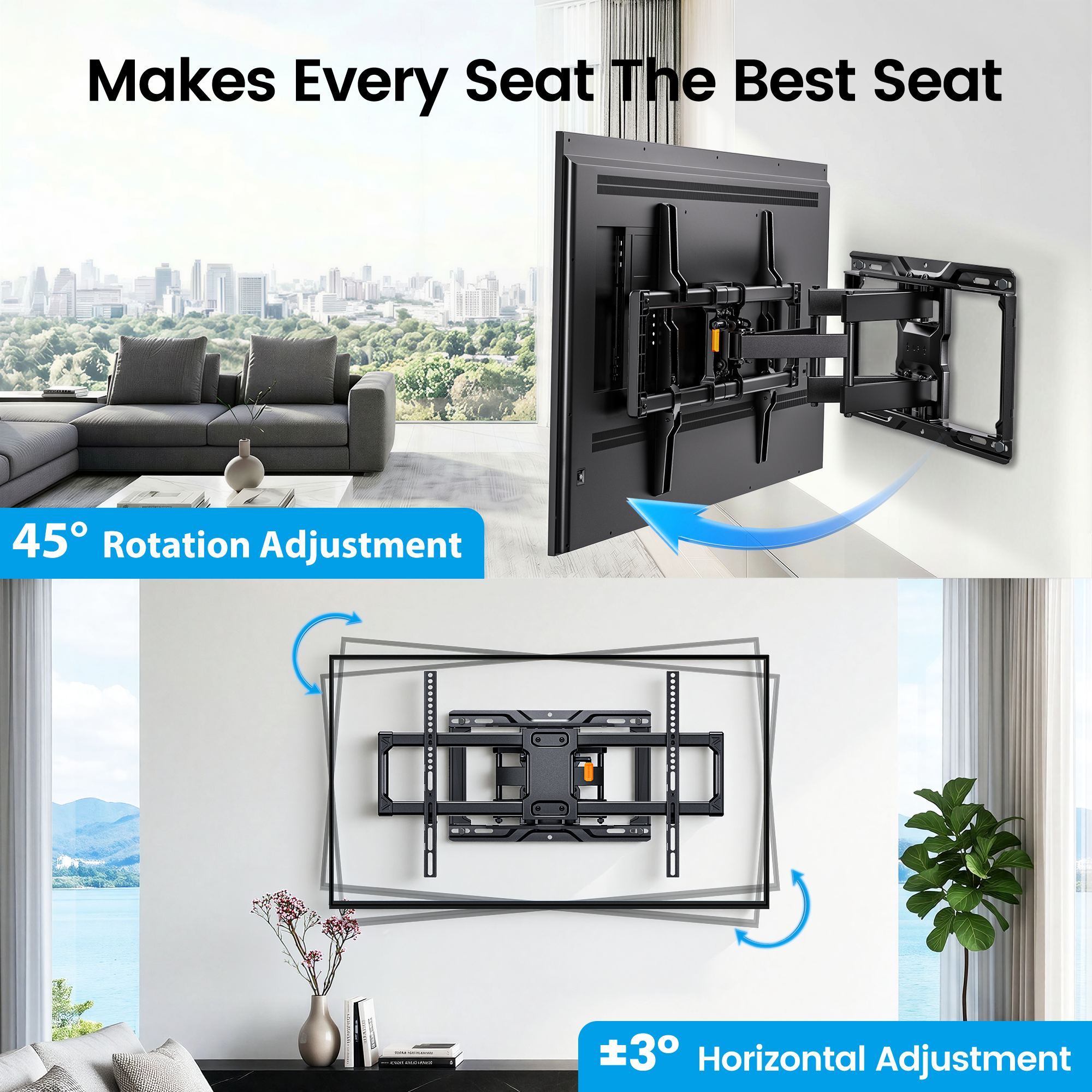 MountFTV Full Motion TV Wall Mount, 42-92 inch, 132 lbs photo 5