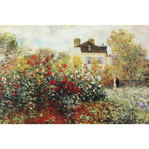 the artist's garden by claude monet 36x24 art print poster