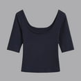 thumbnail image 2 of Kaemgyyd Crop Tops for Women Stretchy Scoop Neck Half Sleeve Slim Fitted T-Shirt Soft Breathable Cotton Solid Color Tees Dance Wear, 2 of 5