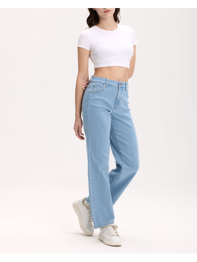 Lilac Sunset Women's High-Rise Wide Leg Jeans Light Blue 31 Inch