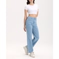 thumbnail image 5 of Lilac Sunset Women's High-Rise Slim Wide Leg Jeans, Light Blue, Juniors 0-21, 5 of 9