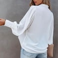 thumbnail image 3 of Eashery Womens Oversized Button Down Shirts Crewneck Lace Crochet Long Sleeve Shirts Casual Chiffon Blouses Casual Button Down Lapel Collar Tops White Tops for Women (White,X-Large), 3 of 5