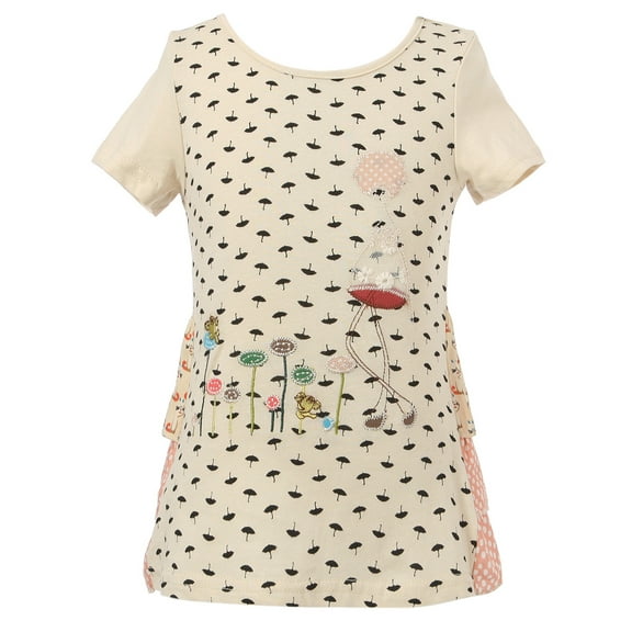 Richie House Girls' T-shirt with Umbrella Print and Little Girl RH1797