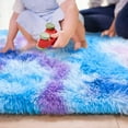 thumbnail image 7 of Junovo Fluffy Oval Rug Soft Tie Dye Area Rugs Shaggy Colorful Carpet Plush Bedside Carpet for Teen Dorm Baby Nursery,2.6 x 5.3ft,Blue Purple, 7 of 7