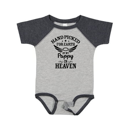 

Inktastic Handpicked for Earth by My Pappy in Heaven with Angel Wings Gift Baby Boy or Baby Girl Bodysuit