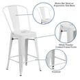 thumbnail image 6 of Flash Furniture Commercial Grade 4 Pack 24" High White Metal Indoor-Outdoor Counter Height Stool with Removable Back, 6 of 14