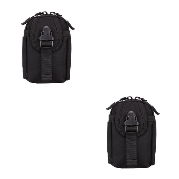 Toystoory Accesorio Bolsa pequeña Bolsa al aire libre Bolso de nylon Soporte de almacenamiento Cintura multifunción Riñonera Camping Negro 2Conjunto