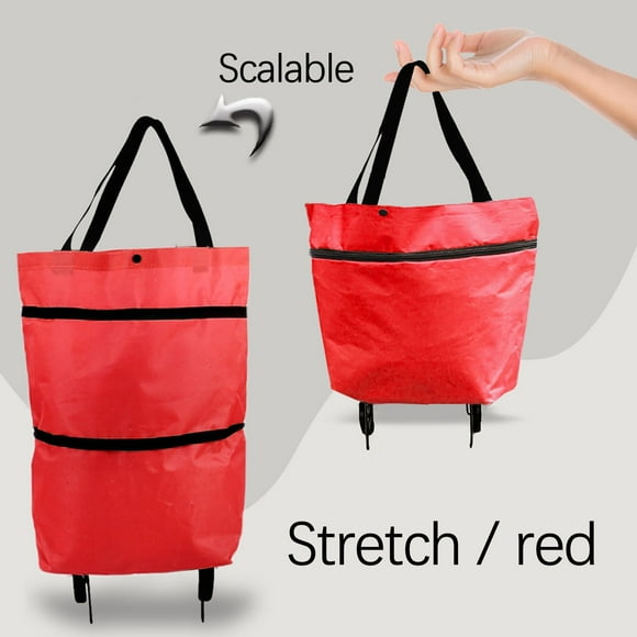 Shopping Bag with Wheels Portable Trolley Bags Grocery Cart Hand Pulling Utility with Hand Straps Folding Shopping Cart Removable Bag and Rolling Personal Handtruck