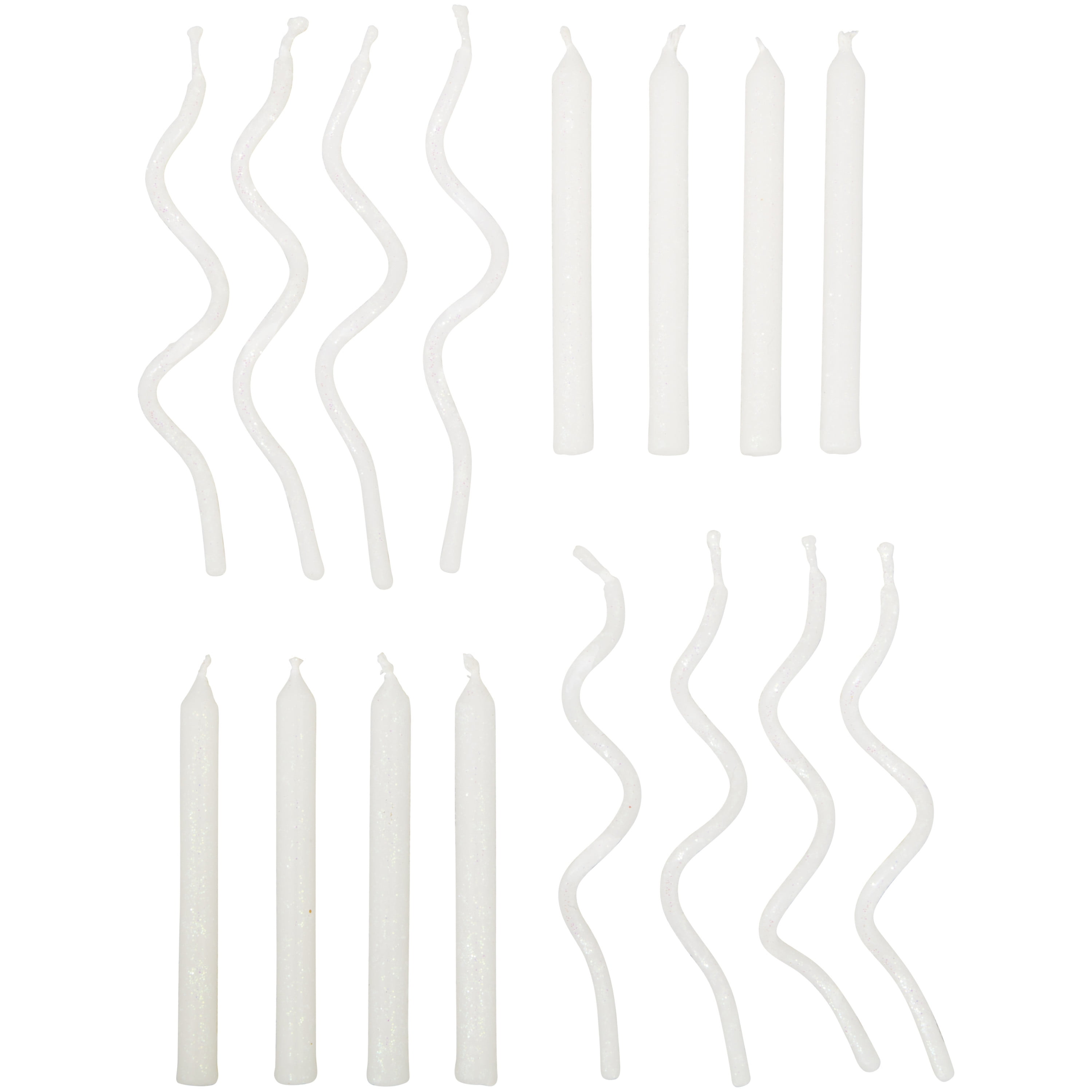 (3 pack) Great Value White Straight & Wavy Birthday Candles, 16 Count