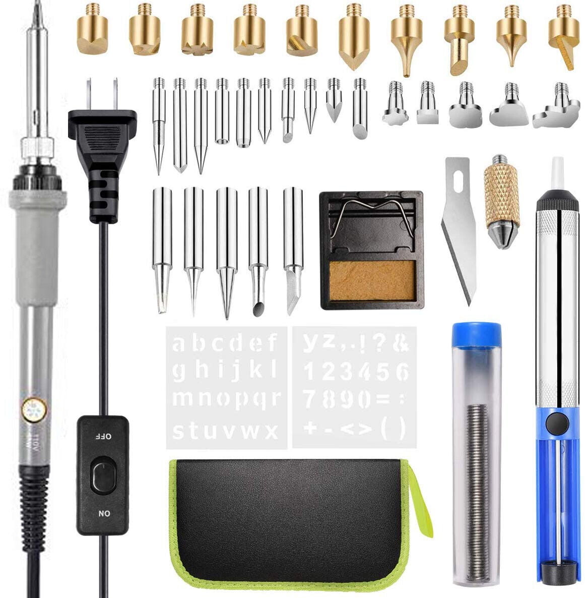 SREMTCH Wood Burning Set Carving Pyrography Pen 60W Soldering Iron Kit