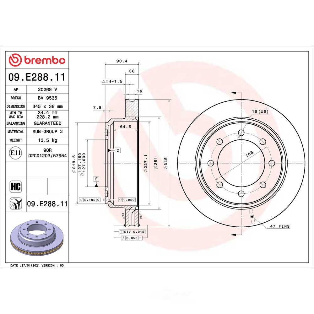 Brembo 09.E288.11 PRIME Disc Brake Rotor