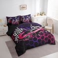 thumbnail image 2 of Erosebridal Racing Car Twin Bedding Sets for Kids Boys, Gradient Pink Honeycomb Bedding Comforter Set, Black Reversible, 7pcs, 2 of 6