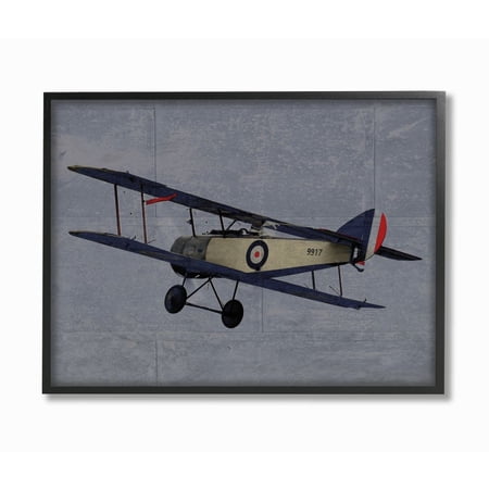 The Kids Room by Stupell Kids Military Plane Blue Design Framed Giclee Texturized Art by Daphne Polselli