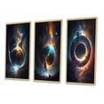 thumbnail image 3 of Designart "Fusion in Deep Space IV" Outer Space Framed Wall Art Set Of 3 - Blue Space Landscapes Frame Canvas Set For Living Room Decor, 3 of 6