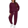 thumbnail image 2 of Texiao Comfort Sweatsuits for Women,Women's Fashionable Solid Round Neck Sports Sweatshirt Set, 2 of 8