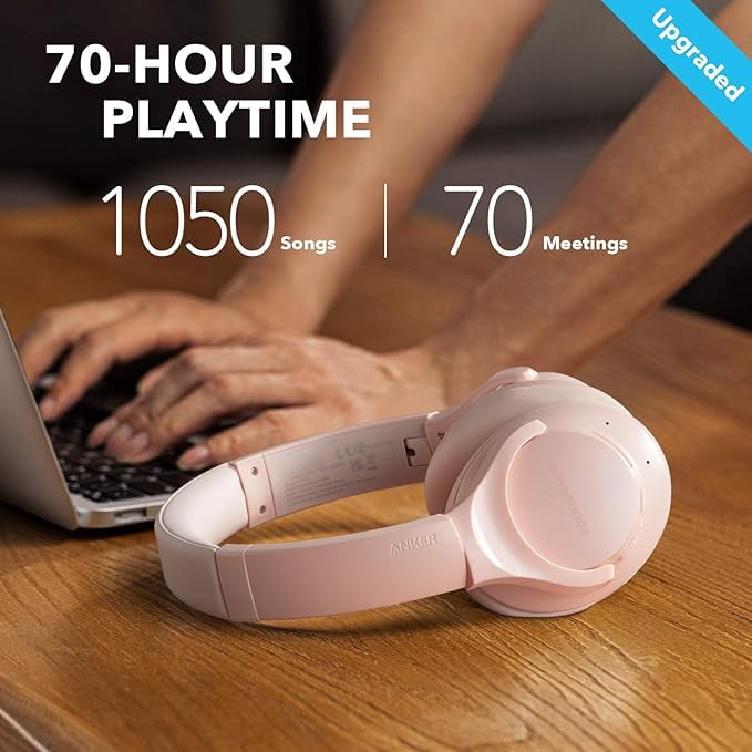 Soundcore Anker Life Q20 Hybrid Active Noise Cancelling Headphones, Wireless Over Ear Bluetooth Headphones, 60H Playtime, Hi-Res Audio, Deep Bass, Foam Ear Cups, USB-C Charging