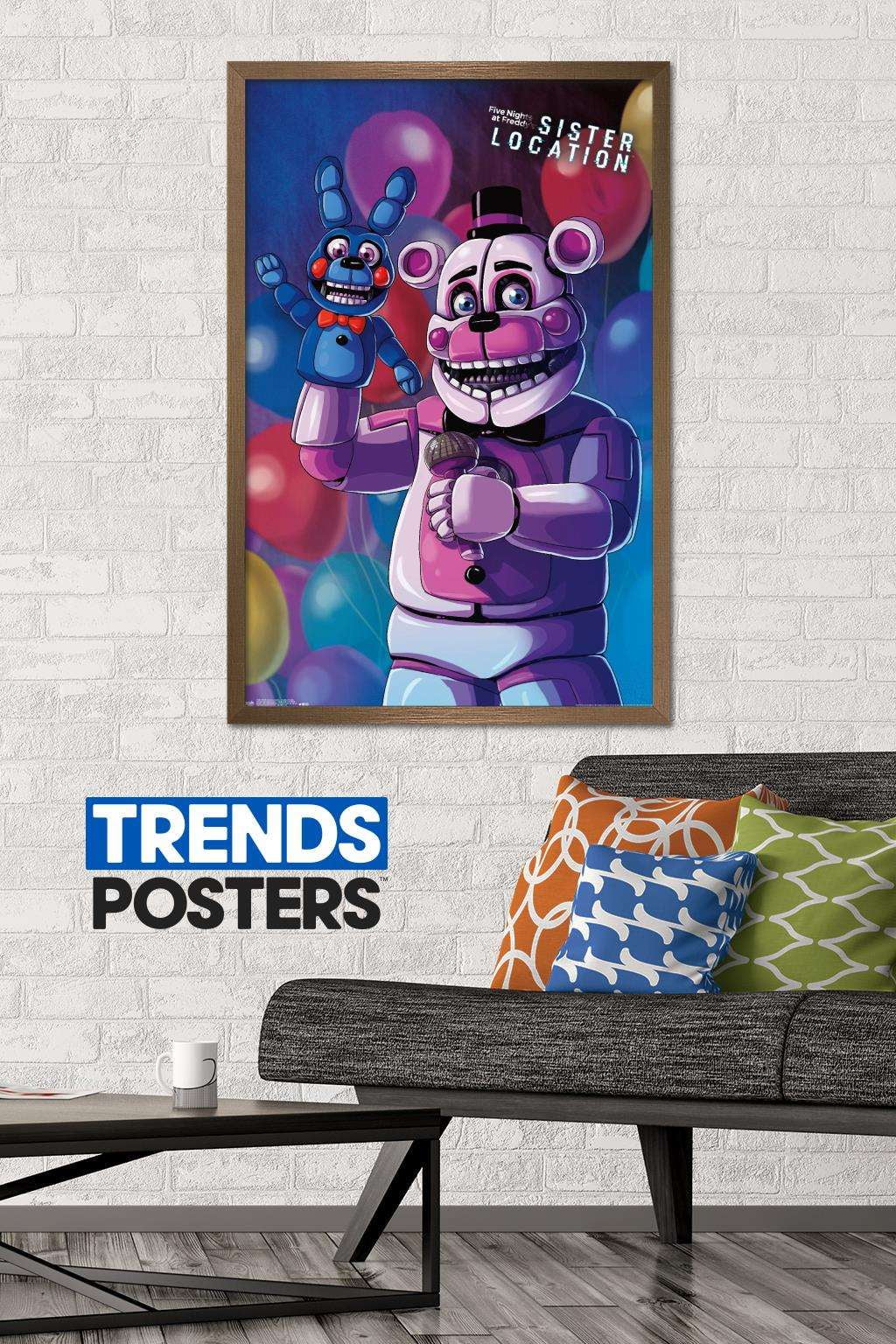 Five Nights at Freddy's: Sister Location - Funtime Freddy Wall Poster, 22.375" x 34", Framed