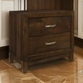 thumbnail image 6 of Nibo 28 Inch Nightstand- 2 Drawers- Satin Brass Handles- Brown Solid Wood, 6 of 6