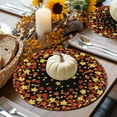 thumbnail image 6 of Fall Round Placemats Set of 4 Fallen Maple Leaves Place Mats Thanksgiving Woven Placemat Autumn Leaf Black Circle Braided Table Mat for Kitchen Dining Table Autumn Party Home Decor 15 Inch, 6 of 9