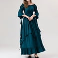 thumbnail image 7 of Women's Fashion Long Sleeve,Women's Vintage Solid Color Lace Collar 3/4 Sleeve Cos Dress Blue, 7 of 7