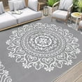 thumbnail image 6 of MJIAexp 9'x12' Gray Outdoor Rug Patio Rug Waterproof RV Outdoor Rug Camping Rugs Reversible Plastic Straw Rug Large Outdoor Mat for Camping, Balcony Apartment, Patio, Porch, Picnic, Beach, 6 of 9