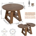 thumbnail image 2 of Fsbecl 43.3in-59in Extendable Round Dining Table for 4-8, Space Saving Kitchen Table with Storage Shelf Base, Walnut, 2 of 9