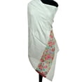 thumbnail image 2 of Macaroon Cream White Woollen Scarves for Women with Simple Chic Floral Prints Accessory for Fall/Winter, 2 of 4