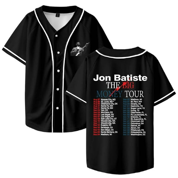 Jon Batiste The Big Money Tour 2025 Merch Baseball Jersey Shirt V-Neck Women Men Short Sleeve Streetwear Clothes