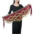 thumbnail image 4 of zhi Women's Embellished Belly Dance Skirt - Dance Performance & Events，Wine，Free Size, 4 of 4