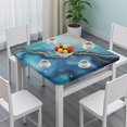 thumbnail image 3 of Blue Gold Marble Pattern Square Fitted Tablecloth with Elastic Edge,Square Table Cover,Washable Elastic Table Cover for Home Kitchen Party Decor 34"x34", 3 of 6