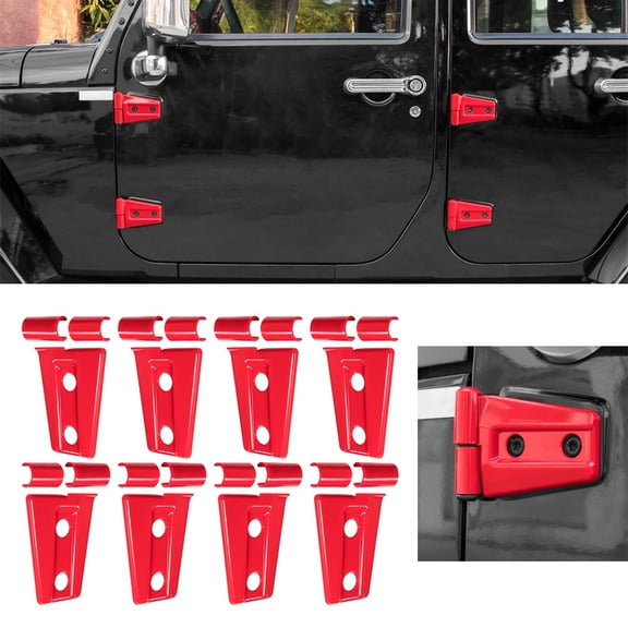 for Jeep Wrangler JK JKU 2007-2017 Red Car Exterior Door Hinge Cover Trim ABS 8PCS