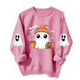 thumbnail image 6 of Kiijoy Halloween Girls Graphic Sweatshirt Crewneck Pullover, Pink, Sizes 9-10Y, 6 of 6