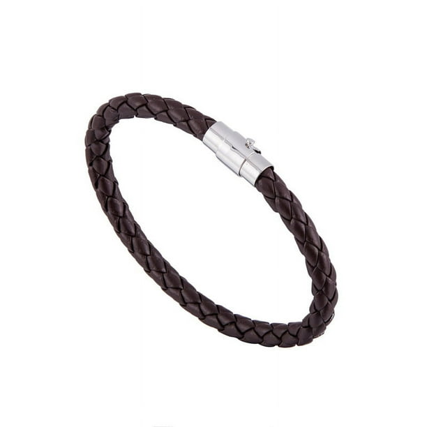 Accesorios simples Pulsera trenzada con hebilla magnética de cuerda de cuero para hombre Pulsera de cuero con hebilla de clavo Pulsera de pareja Joyería