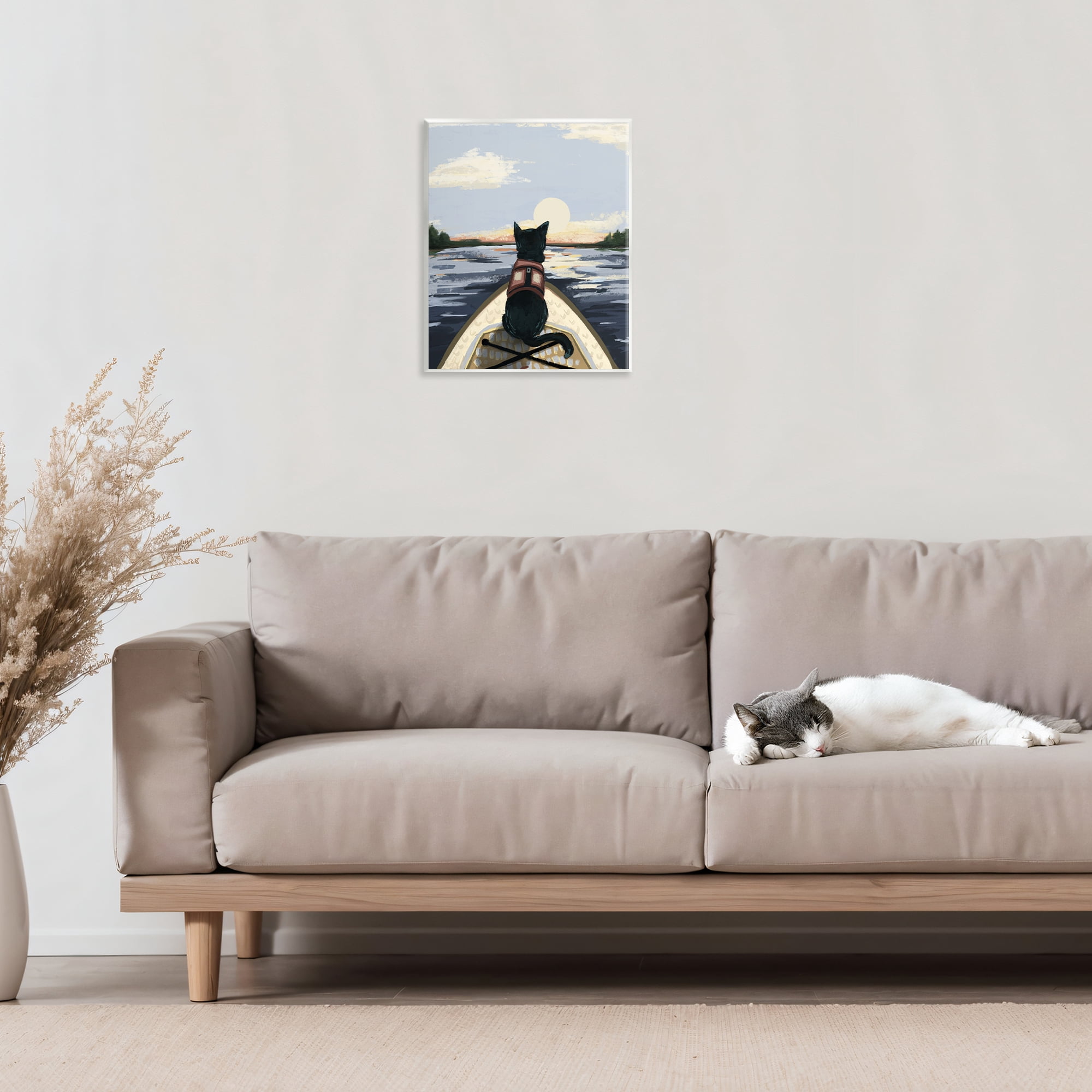 Stupell Industries Peaceful Cat Viewing Lake Wall Plaque Art, design by Denise Bartkus