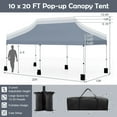 thumbnail image 3 of Costway 10 x 20 FT Pop-up Canopy UPF50+ Sun Protection Tent with Carrying Bag Grey, 3 of 10