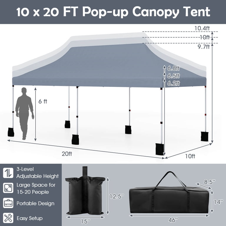FTC×POPTRADINGCOMPANYCARGOSWEAT PANTMサイズ Costway 10x20 FT Pop-up Canopy for Outdoor Events, UPF50+ Sun