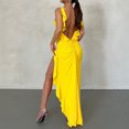 thumbnail image 1 of Vestido Suspendido Vestido lencero con abertura y volantes Cgtredaw para Mujer Amarillo T M, 1 of 9