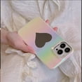 thumbnail image 2 of Compatible with iPhone 14 Pro Max Laser Case Hologram Glossy Love Heart Mirror Makeup PU Leather Cute Bling Unique Luxury Shockproof Protection Cover for Women Girls White, 2 of 7